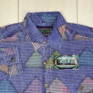 NOS! VTG COLO WEAR Tribal Triangle Stripe Shirt Mens M 100% Cotton Oman Made 90s